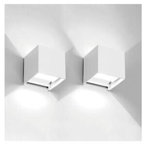 Set of 2 Modern White Outdoor Wall Sconces – LED, Waterproof, 12W